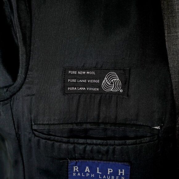 Ralph Lauren Wool Gray Sharkskin Windowpane 42R Or 44R Slim Sport Coat / Blazer - Picture 9 of 14